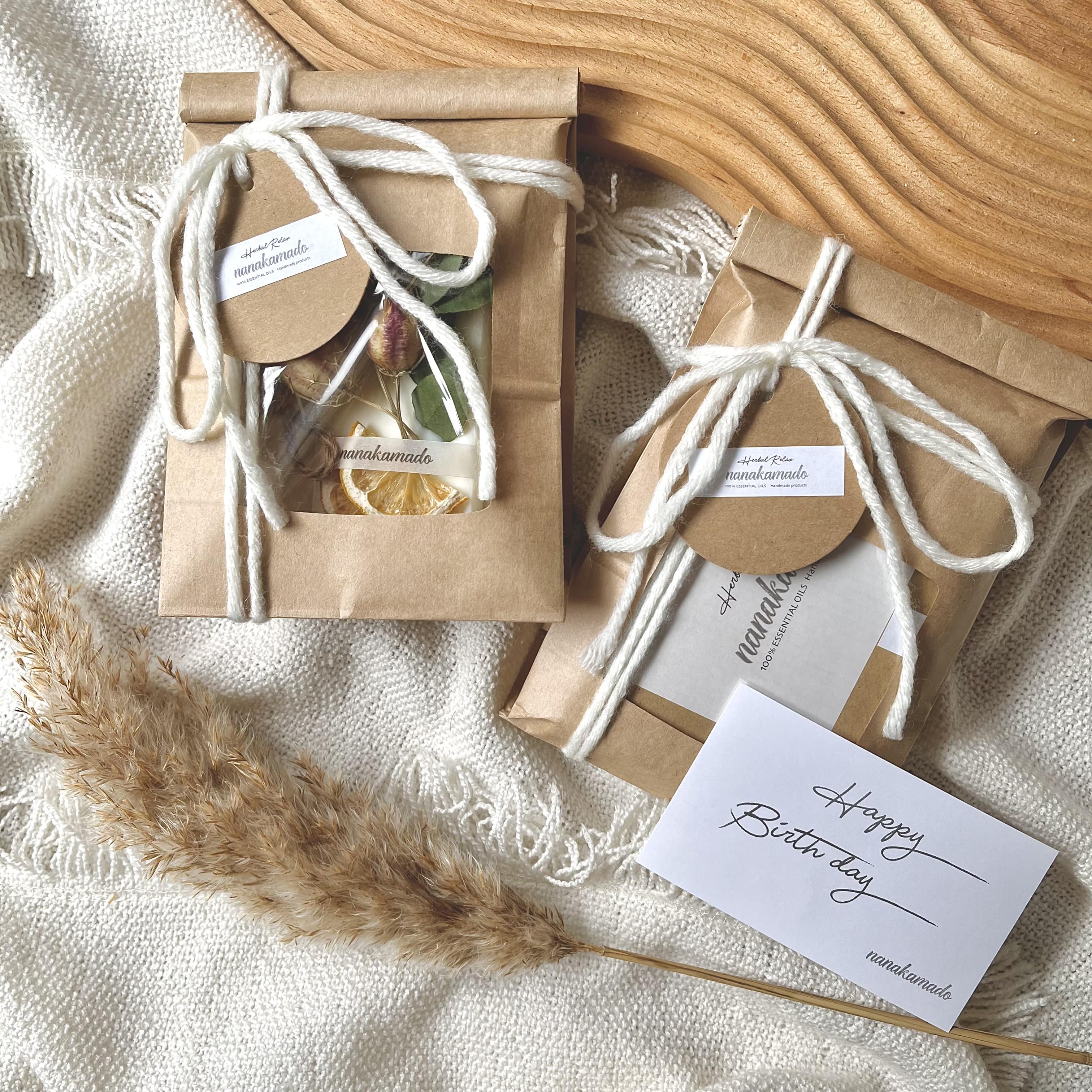 クリームベース・ドライレモン×ラグラスのアロマワックスサシェ（オーバル型）