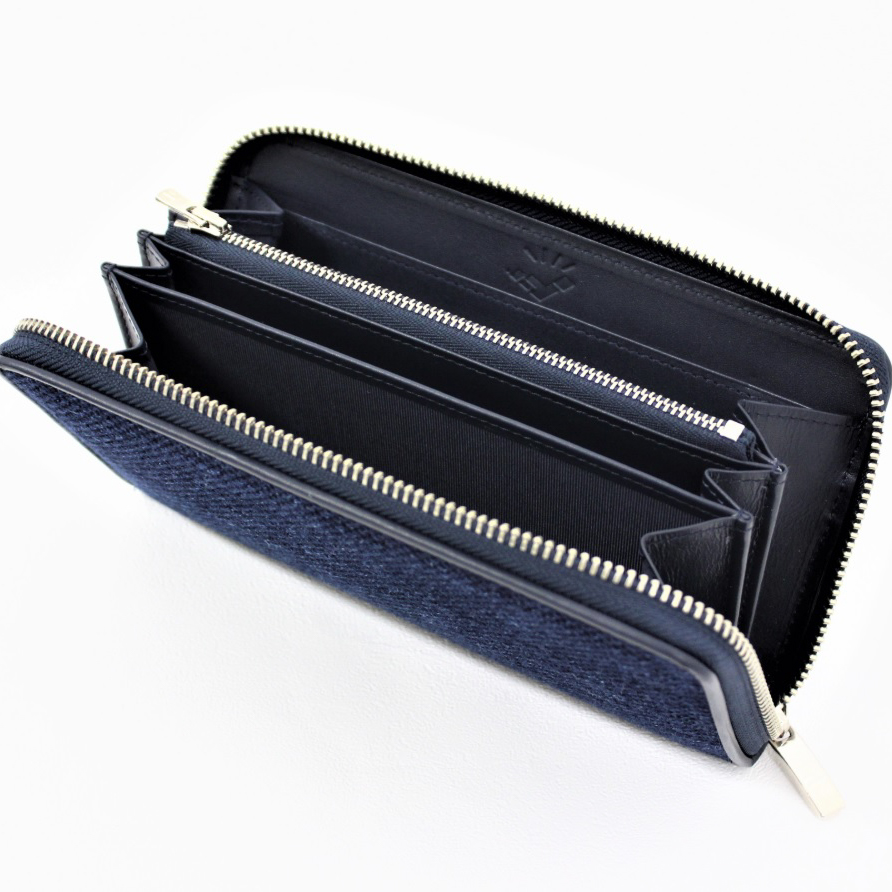 武州正藍染 Sashiko Wallet ラウンドファスナー