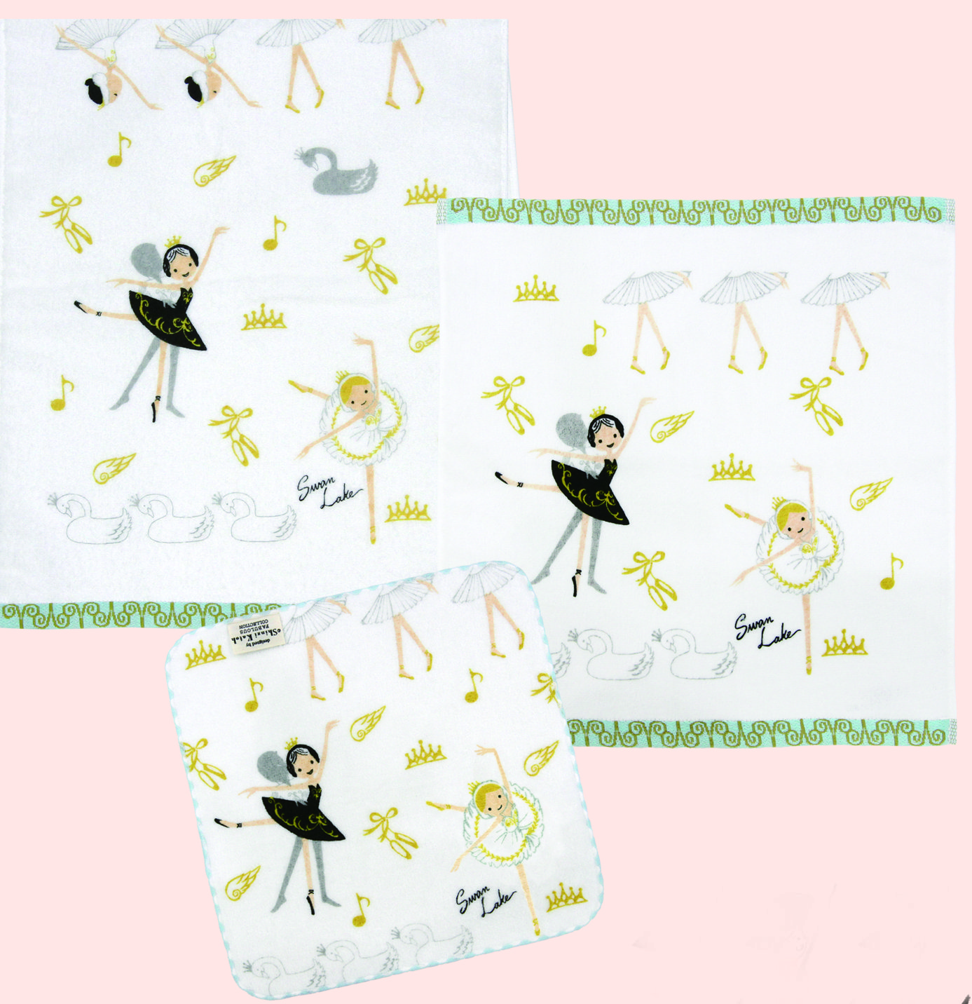 トゥシューズタオルセット（フェイスタオル+ゲストタオル＋＋タオルチーフ）