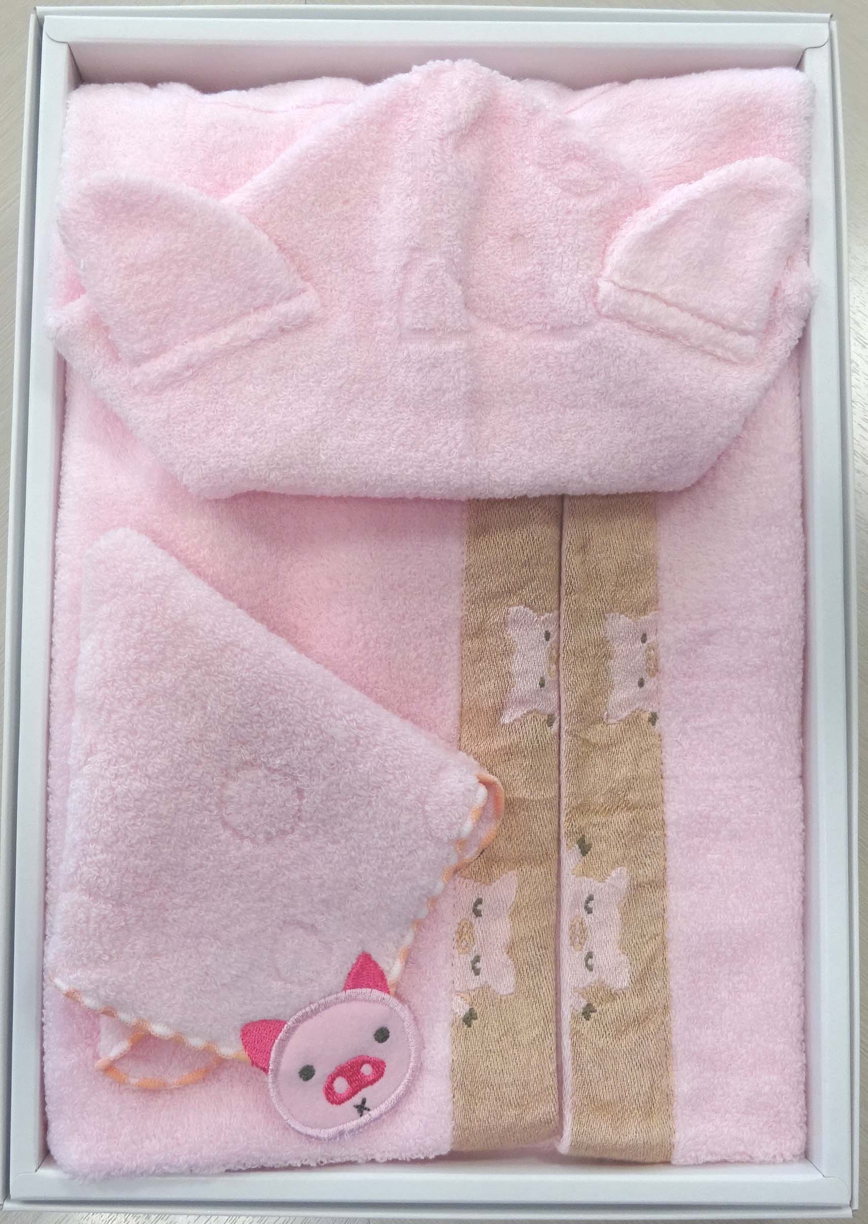 プチプチフードバスタオルセット（フードバスタオル＋タオルチーフ）化粧箱入り