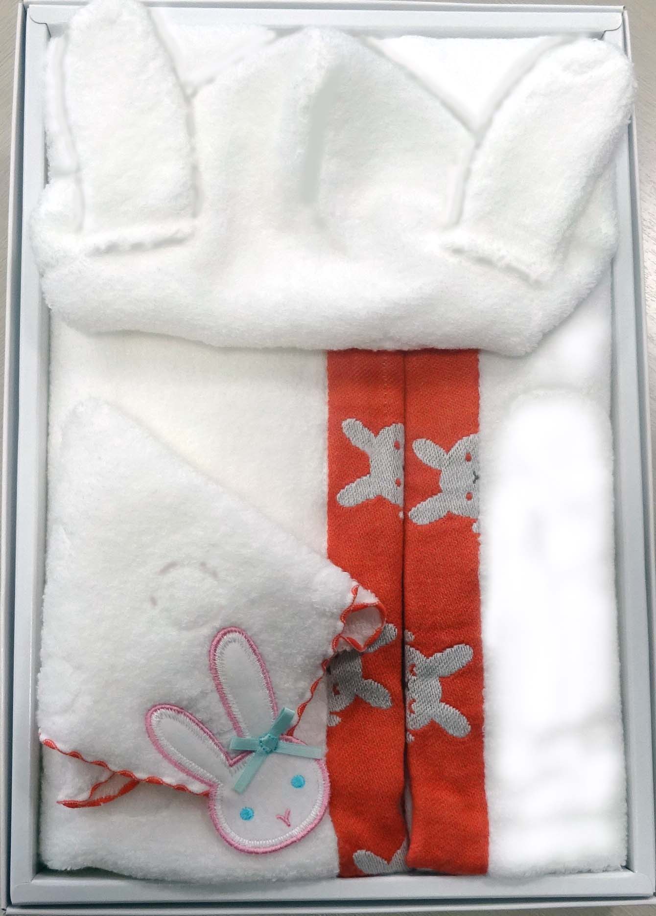 プチプチフードバスタオルセット（フードバスタオル＋タオルチーフ）化粧箱入り