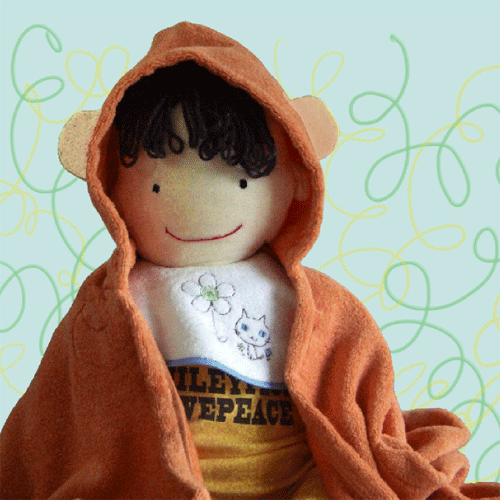 プチプチフードバスタオルセット（フードバスタオル＋タオルチーフ）化粧箱入り