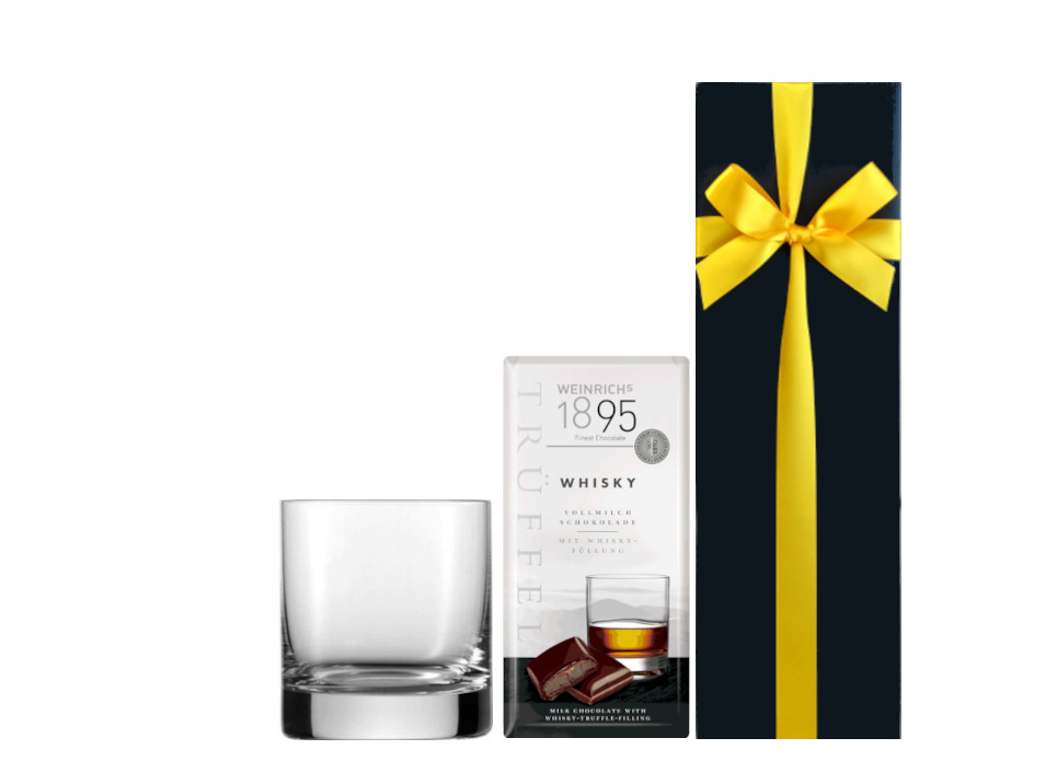 誕生日 お祝 ウィスキーグラスとチョコレートのギフト