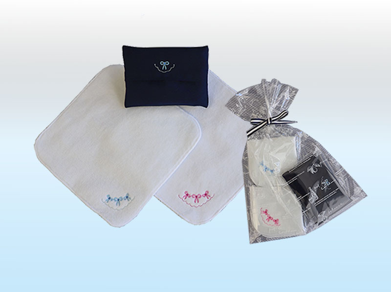 刺繍入り今治タオルハンカチ＆ミニティッシュケースセット