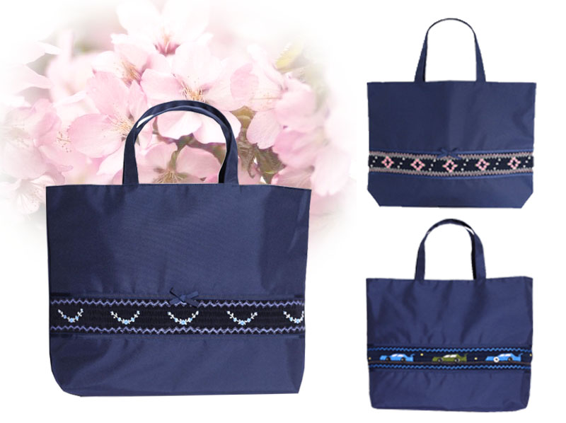 スモッキング刺繍入りレッスンバッグ