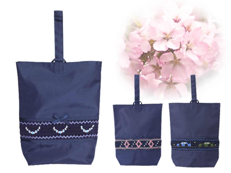 スモッキング刺繍シューズバッグ