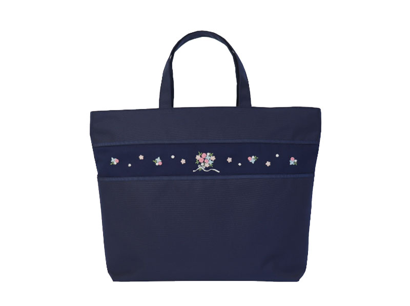 自立型手刺繍入りレッスンバッグ