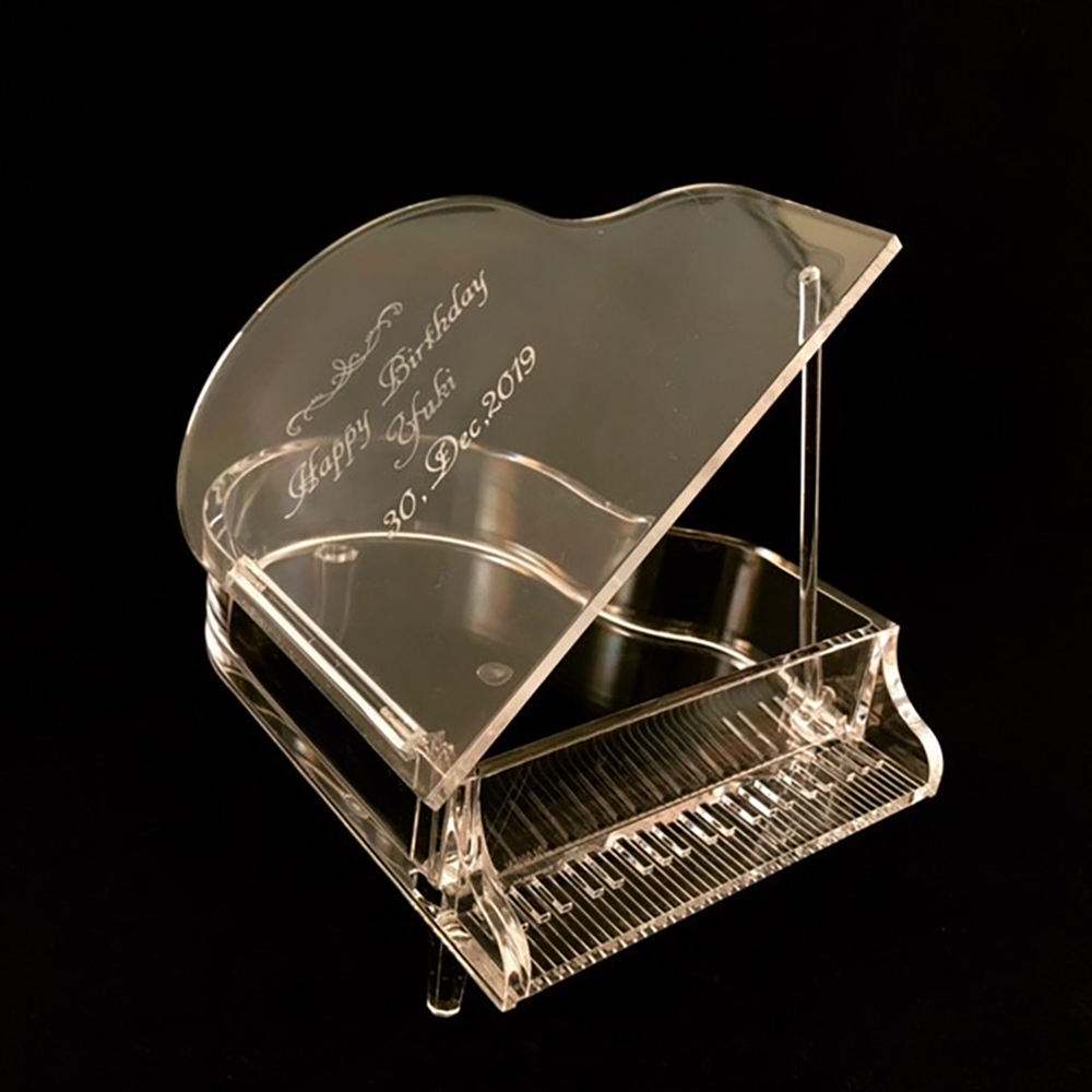 オリジナル彫刻入りアクリルミニピアノ小物入れ