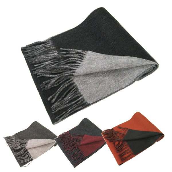 カシミヤ100% 無地リバーシブルマフラー　-652380-