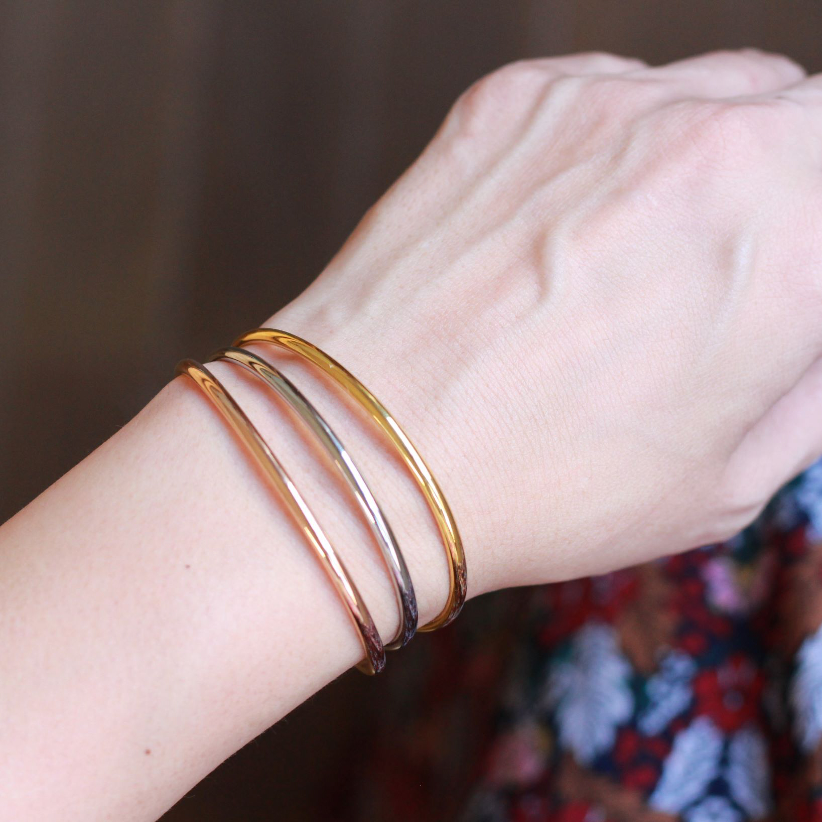 シンプル3collar アレルギーフリーステンレスバングル B1167