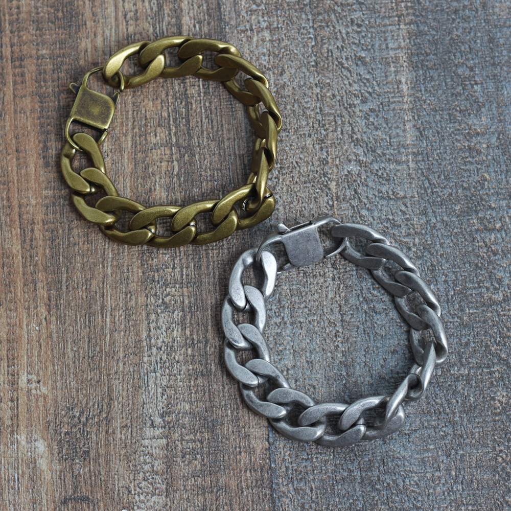 ビックシルエット アレルギーフリー ステンレスチェーンブレスレットB1319