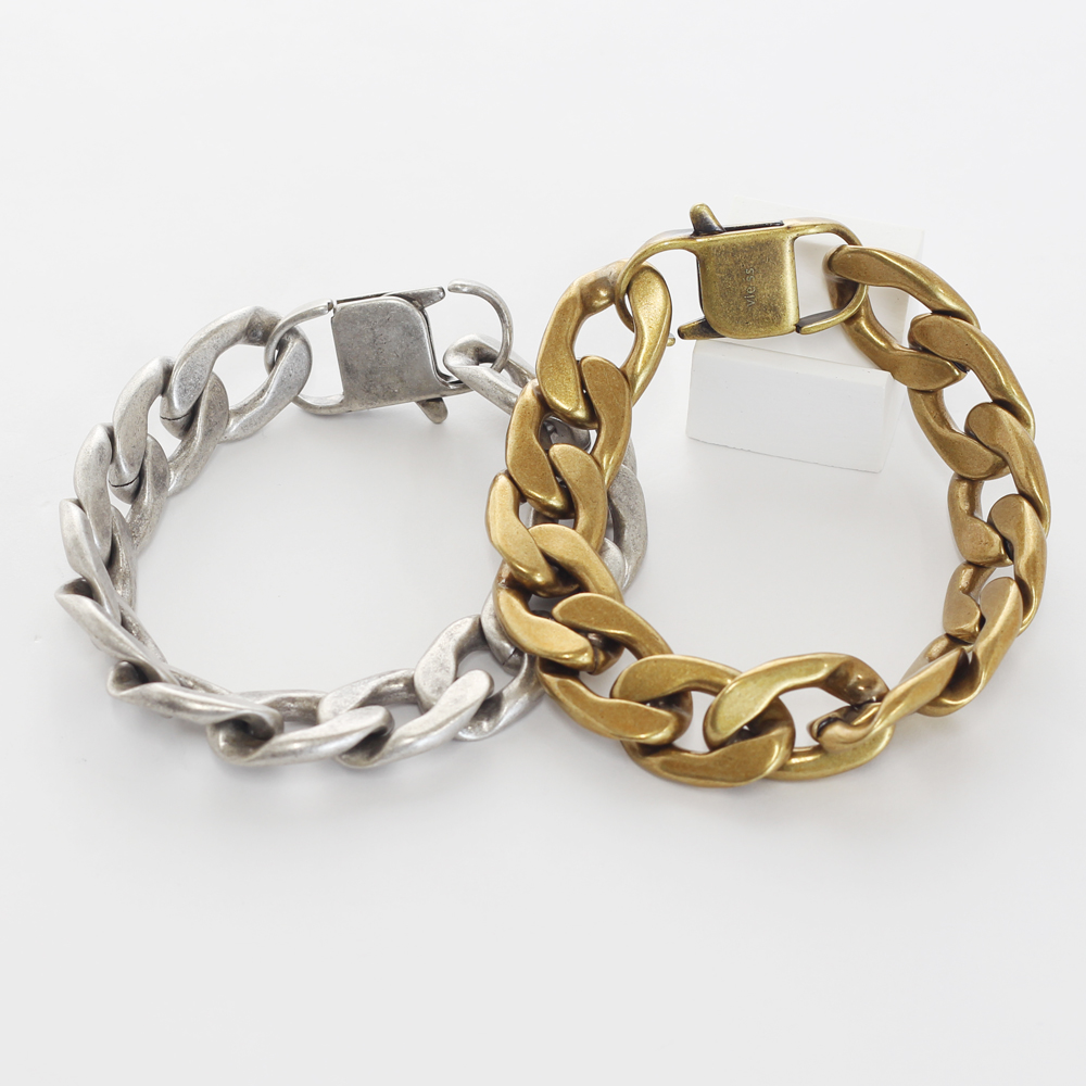 ビックシルエット アレルギーフリー ステンレスチェーンブレスレットB1319