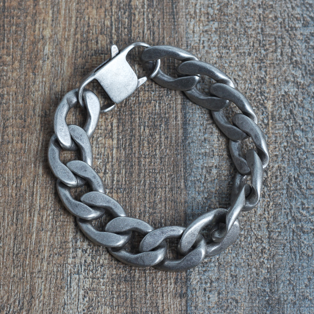 ビックシルエット アレルギーフリー ステンレスチェーンブレスレットB1319