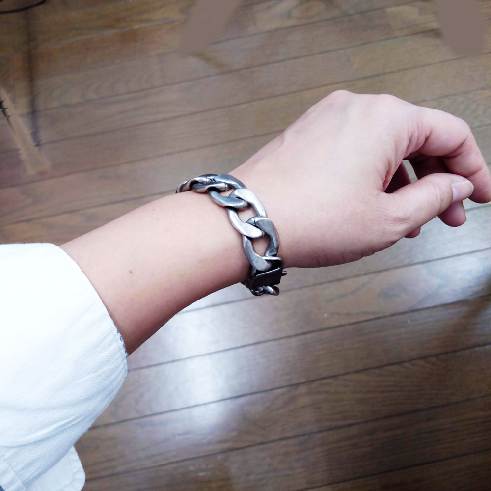 ビックシルエット アレルギーフリー ステンレスチェーンブレスレットB1319