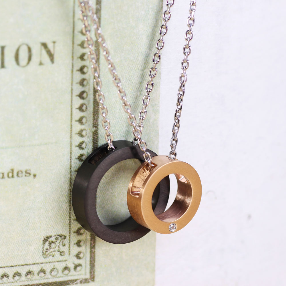 スクエアデザイン 2collar アレルギーフリー ステンレスネックレス N1292