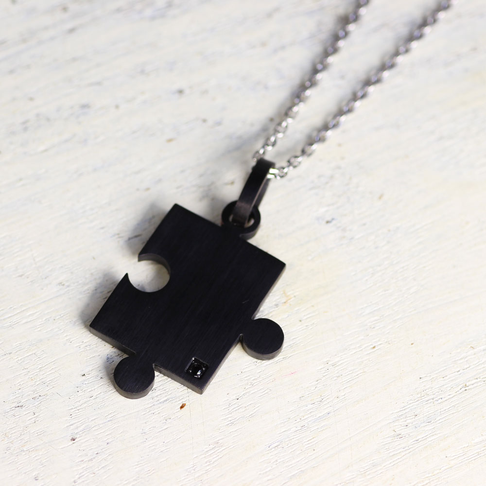 パズルピース キュービックジルコニアデザイン 2collar ステンレスネックレス N1293