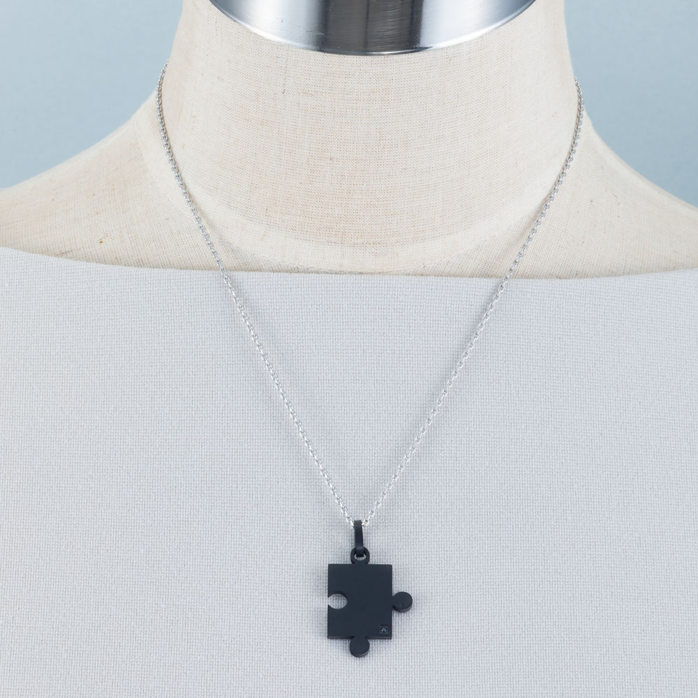 パズルピース キュービックジルコニアデザイン 2collar ステンレスネックレス N1293