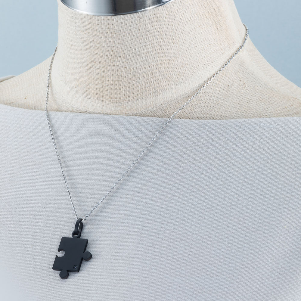 パズルピース キュービックジルコニアデザイン 2collar ステンレスネックレス N1293