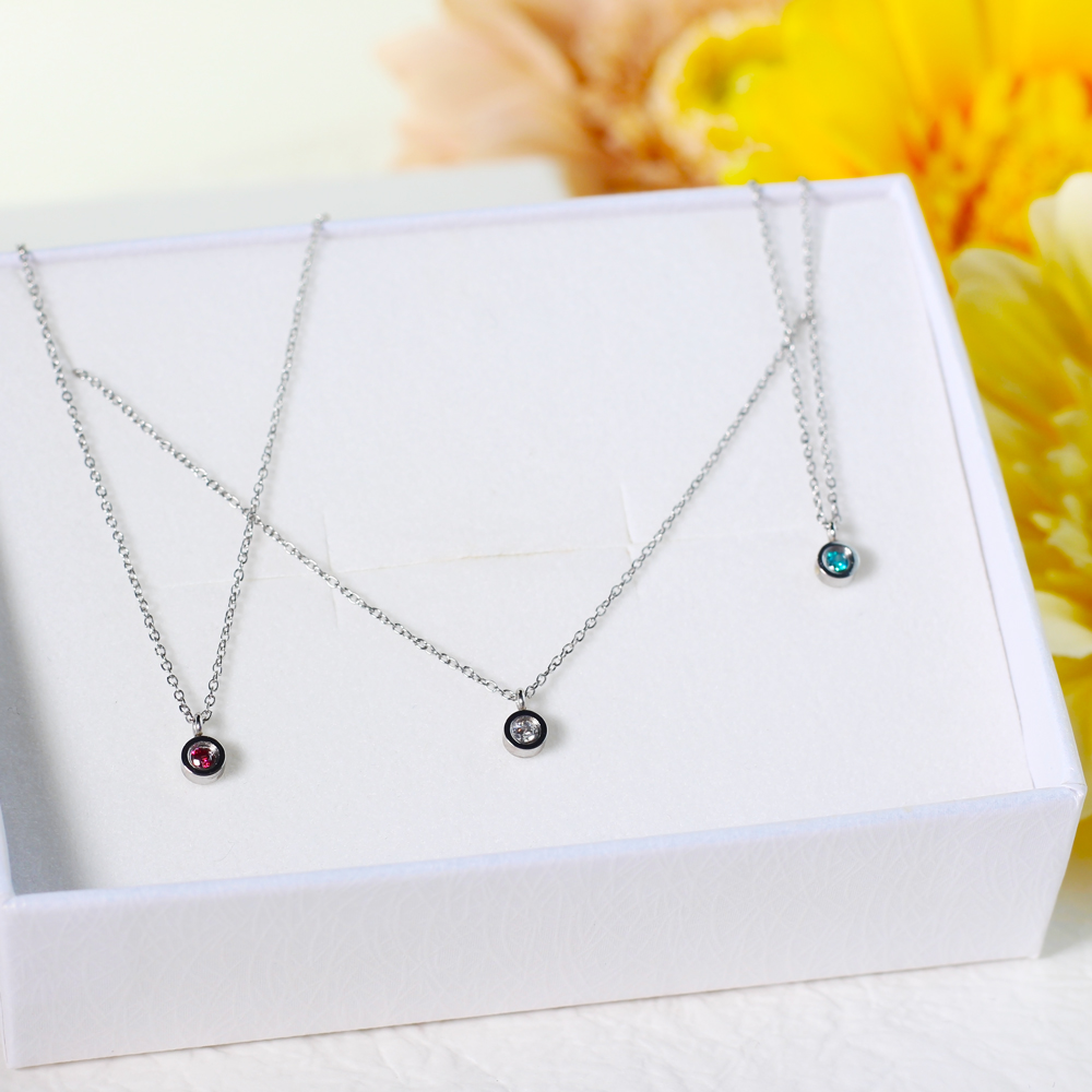 一粒ジュエリーネックレス アレルギーフリー ステンレスネックレス N1297