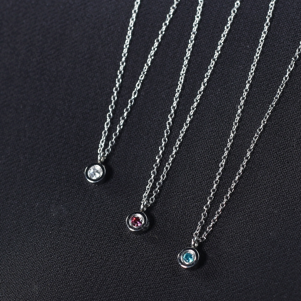 一粒ジュエリーネックレス アレルギーフリー ステンレスネックレス N1297