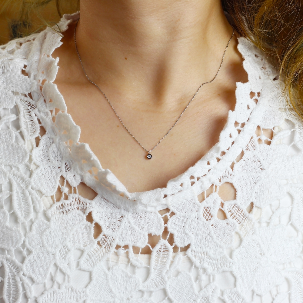一粒ジュエリーネックレス アレルギーフリー ステンレスネックレス N1297
