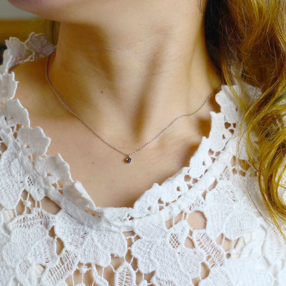 一粒ジュエリーネックレス アレルギーフリー ステンレスネックレス N1297