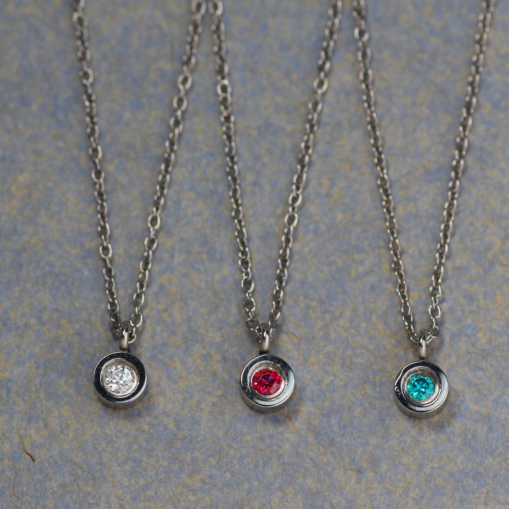 一粒ジュエリーネックレス アレルギーフリー ステンレスネックレス N1297