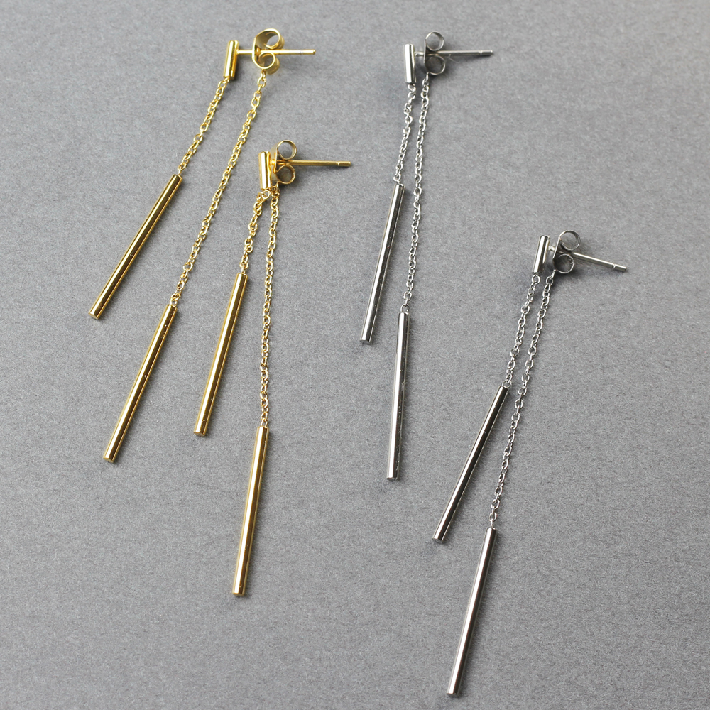 揺れるバックキャッチ アレルギーフリー ステンレスピアス P1252