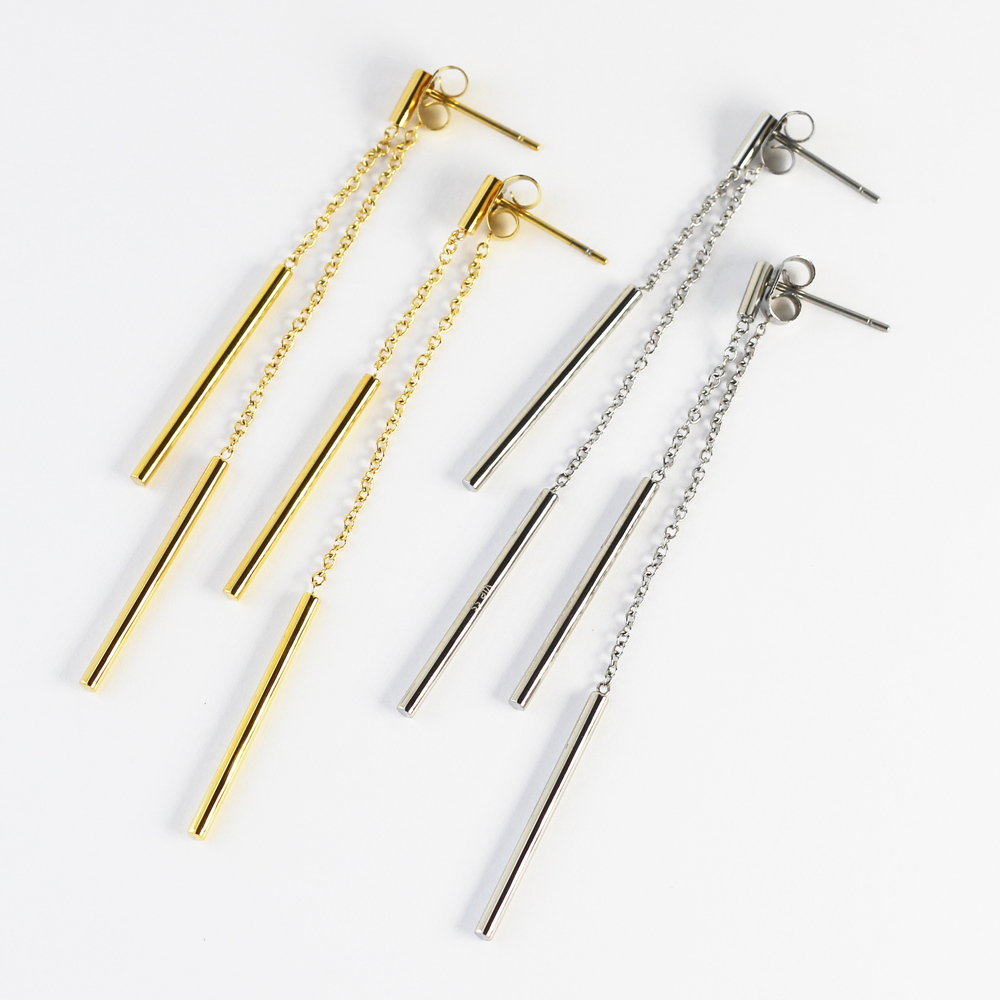 揺れるバックキャッチ アレルギーフリー ステンレスピアス P1252