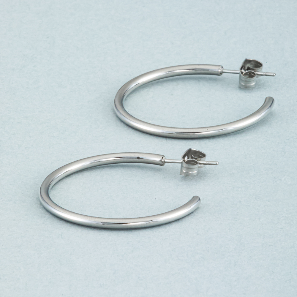 シンプル フープデザイン2collar アレルギーフリー ステンレスピアス P1285