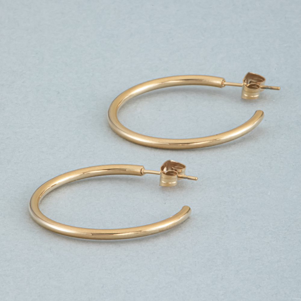 シンプル フープデザイン2collar アレルギーフリー ステンレスピアス P1285