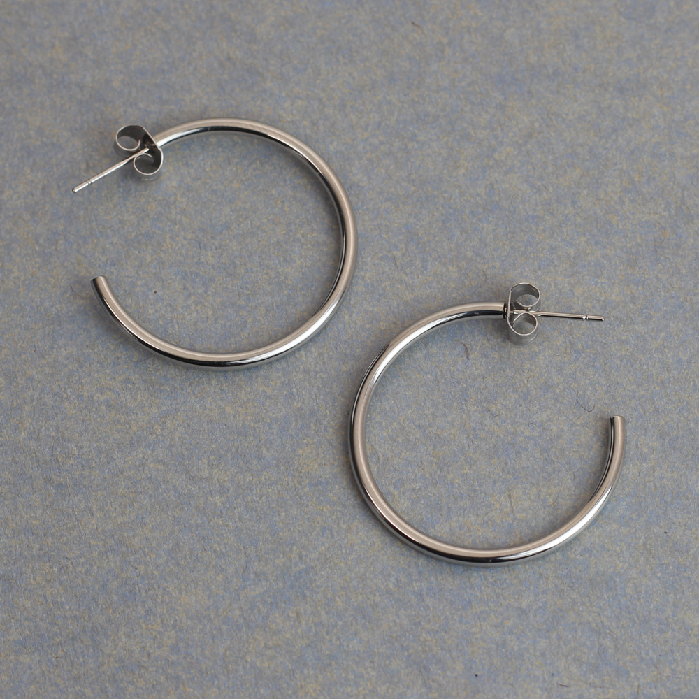 シンプル フープデザイン2collar アレルギーフリー ステンレスピアス P1285