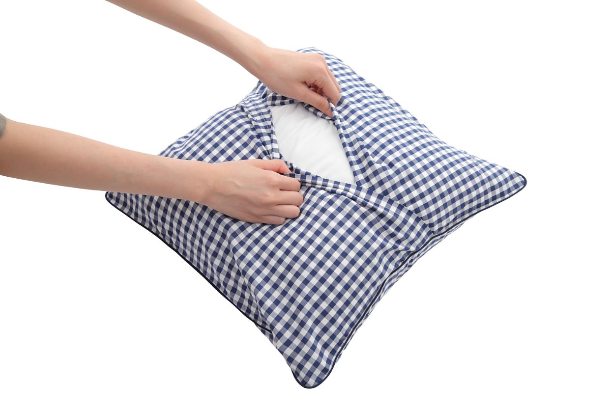 Cushion cover gingham check blue