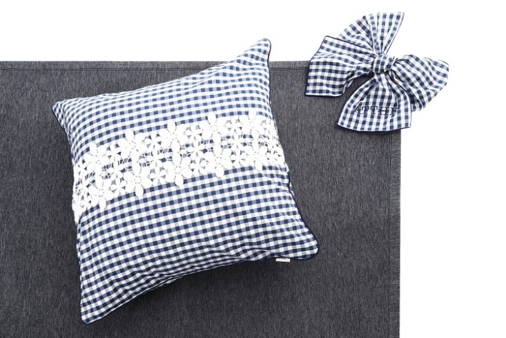 Cushion cover gingham check blue