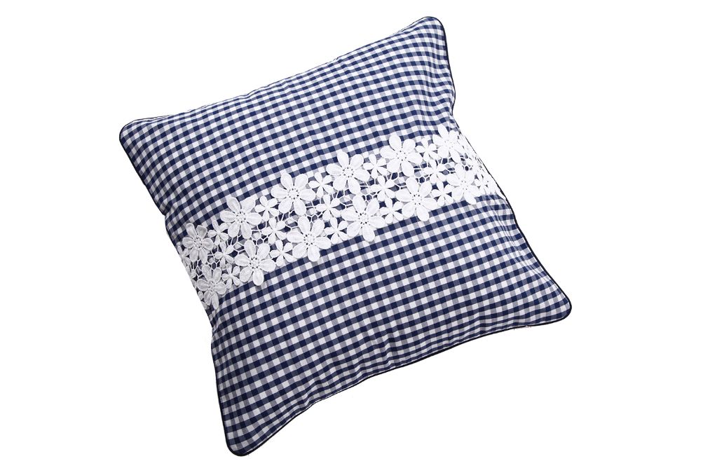 Cushion cover gingham check blue