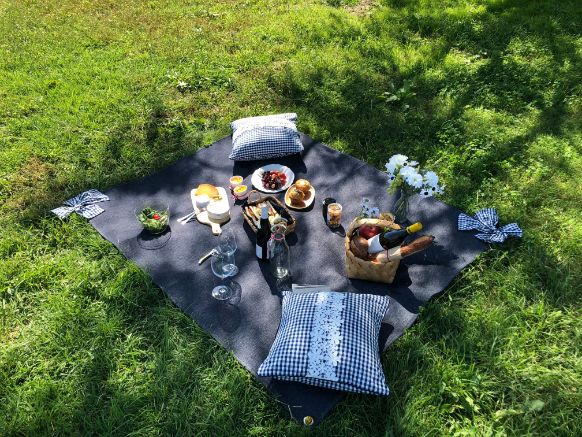 Cushion cover gingham check sky blue