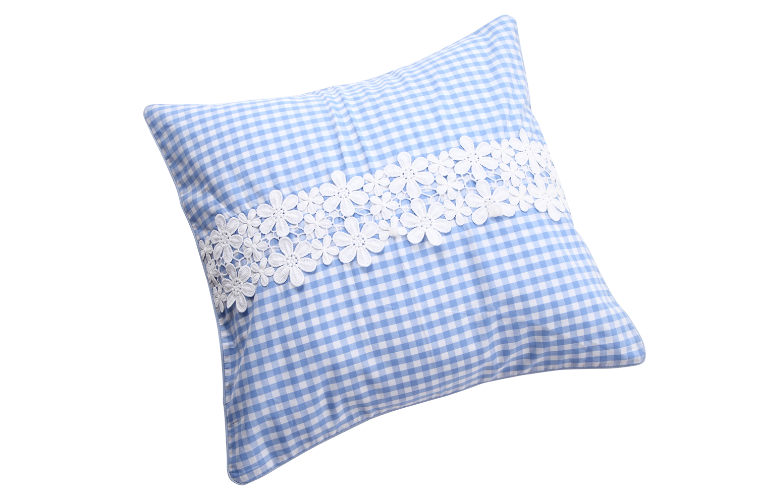 Cushion cover gingham check sky blue