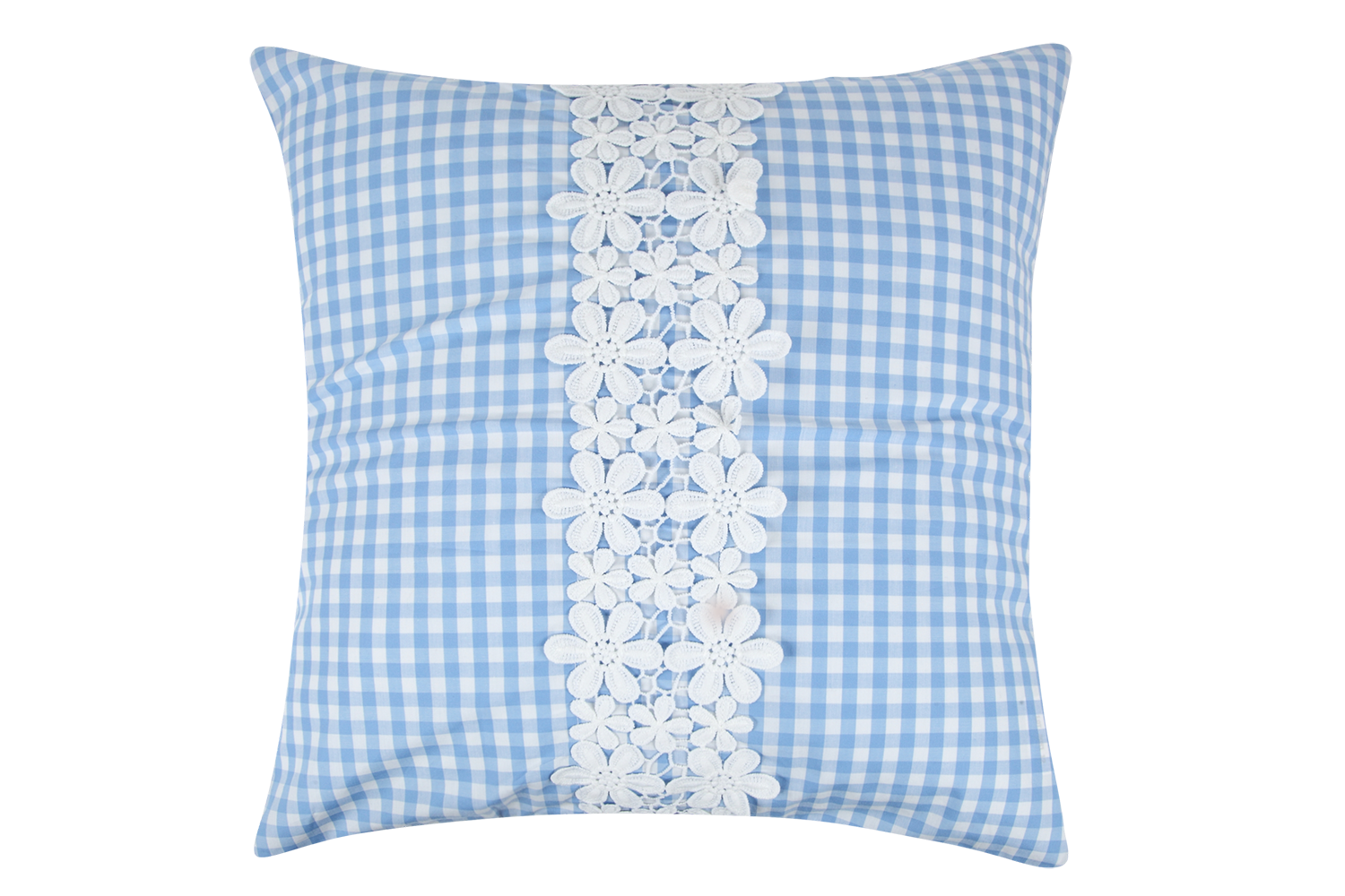 Cushion cover gingham check sky blue
