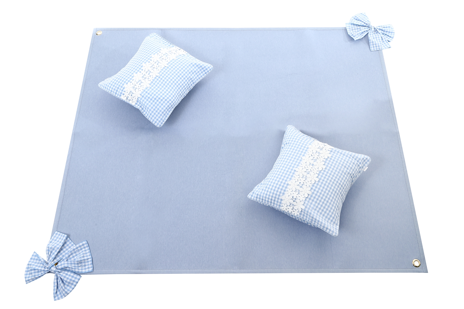 Cushion cover gingham check sky blue