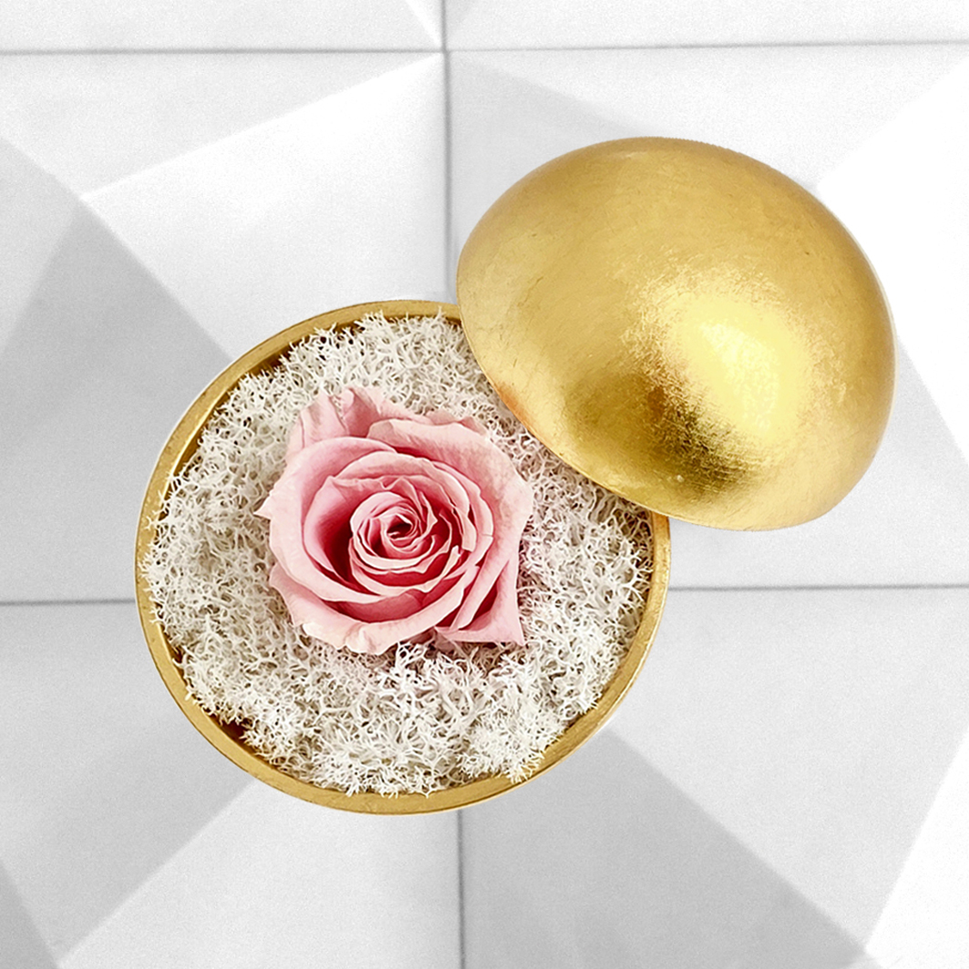 flower of love - globe "baby pink rose & white moss"
