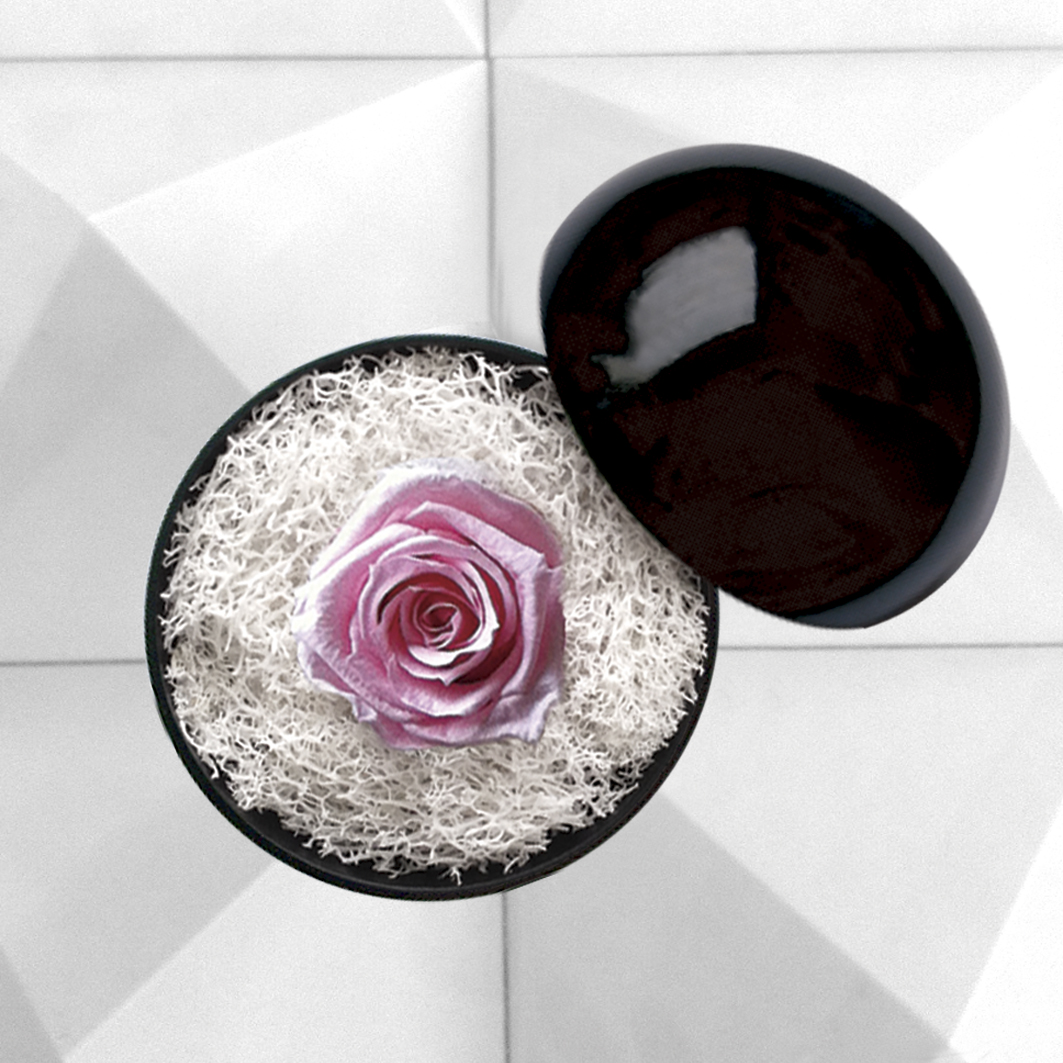 flower of love - globe "baby pink rose & white moss"