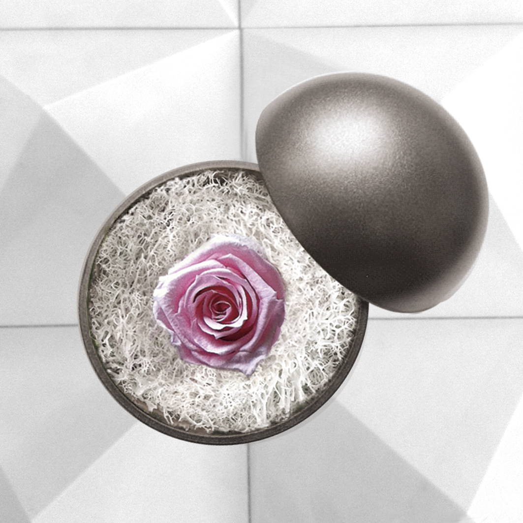 flower of love - globe "baby pink rose & white moss"