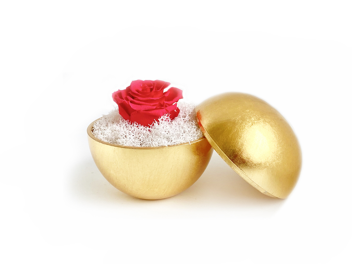 flower of love - globe "hot pink rose & white moss"