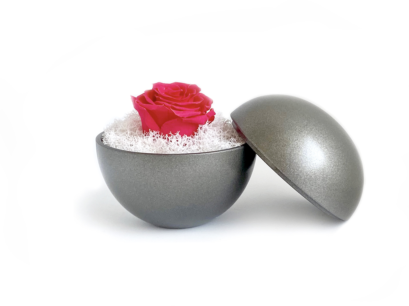 flower of love - globe "hot pink rose & white moss"