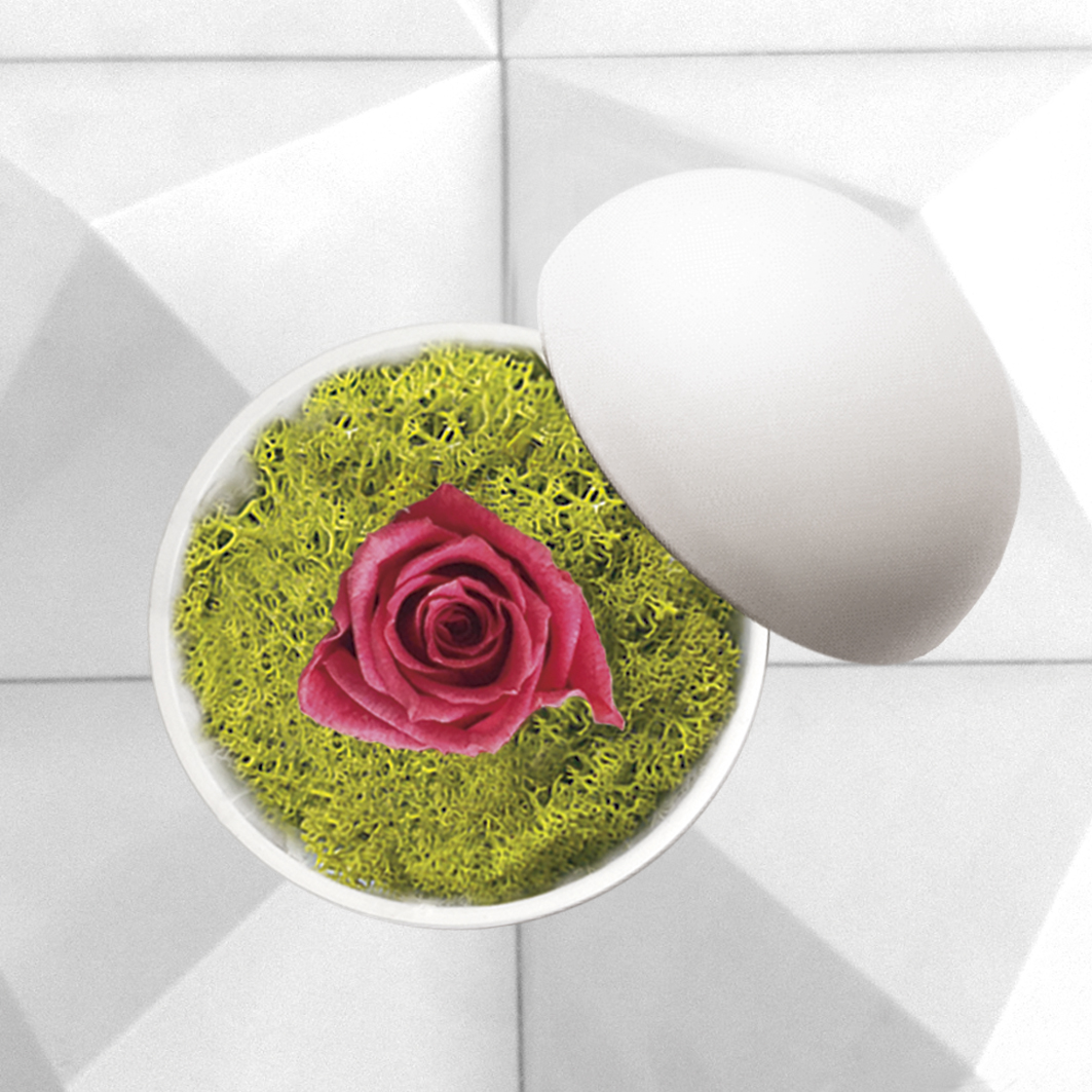 flower of love - globe "hot pink rose & green moss"