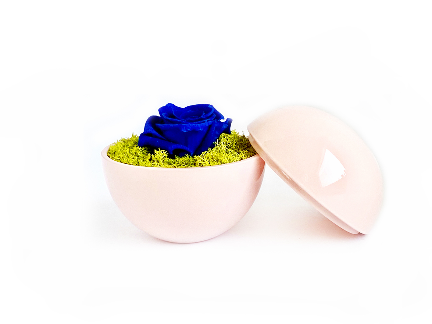 flower of love - globe "blue rose & green moss"