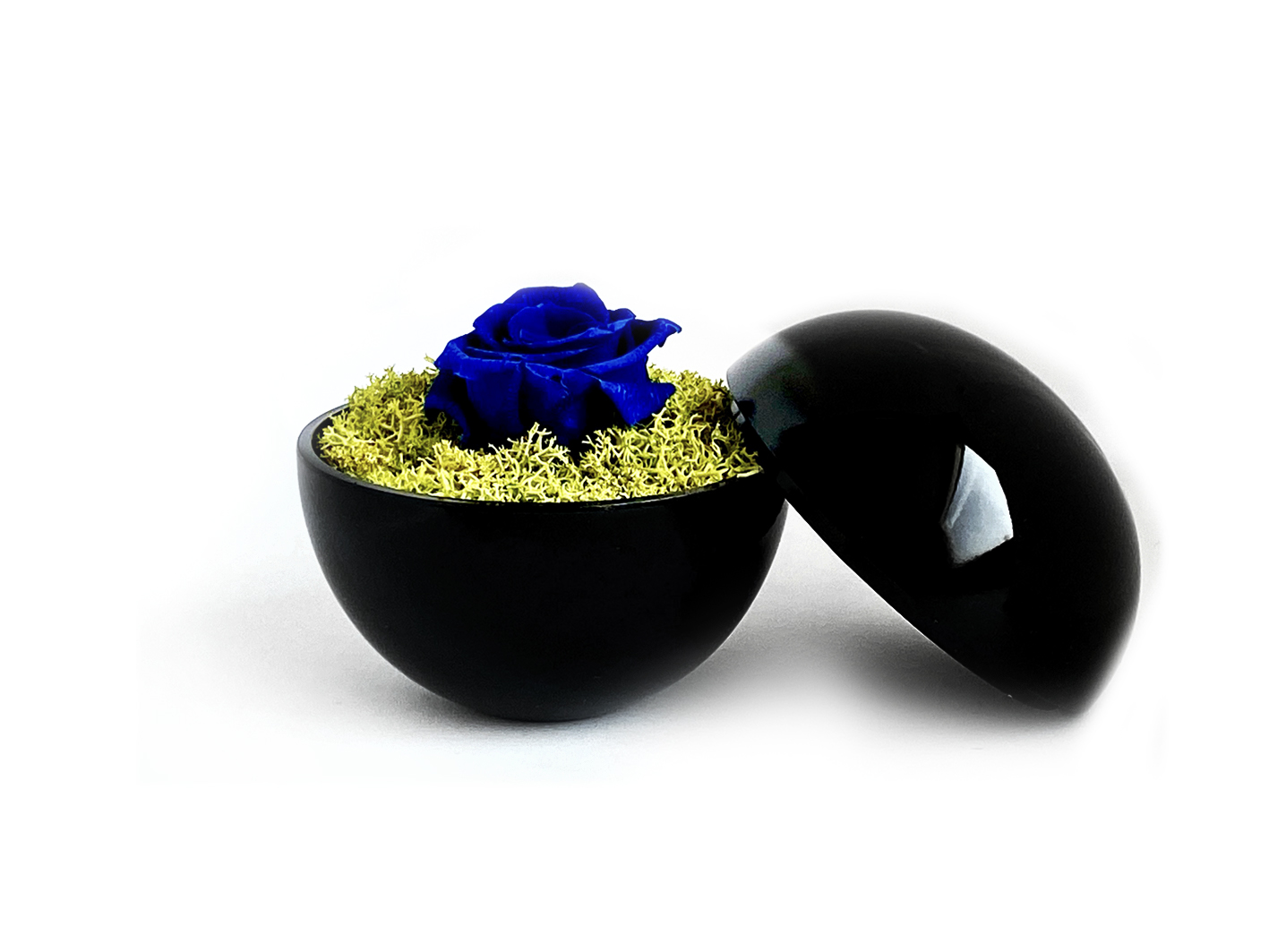 flower of love - globe "blue rose & green moss"