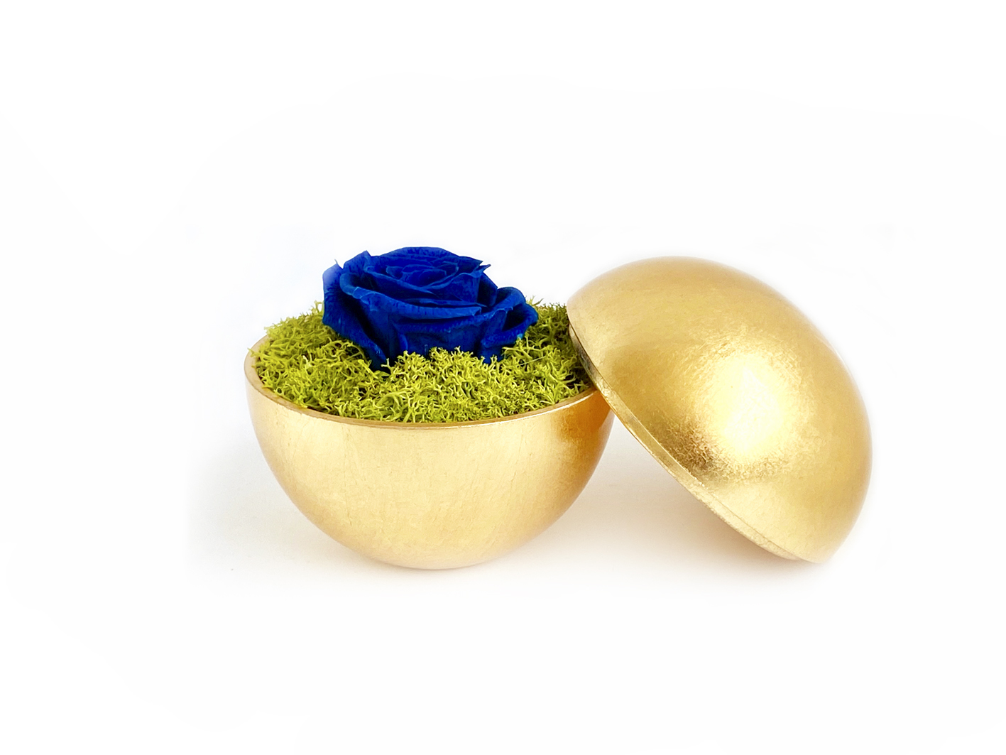flower of love - globe "blue rose & green moss"