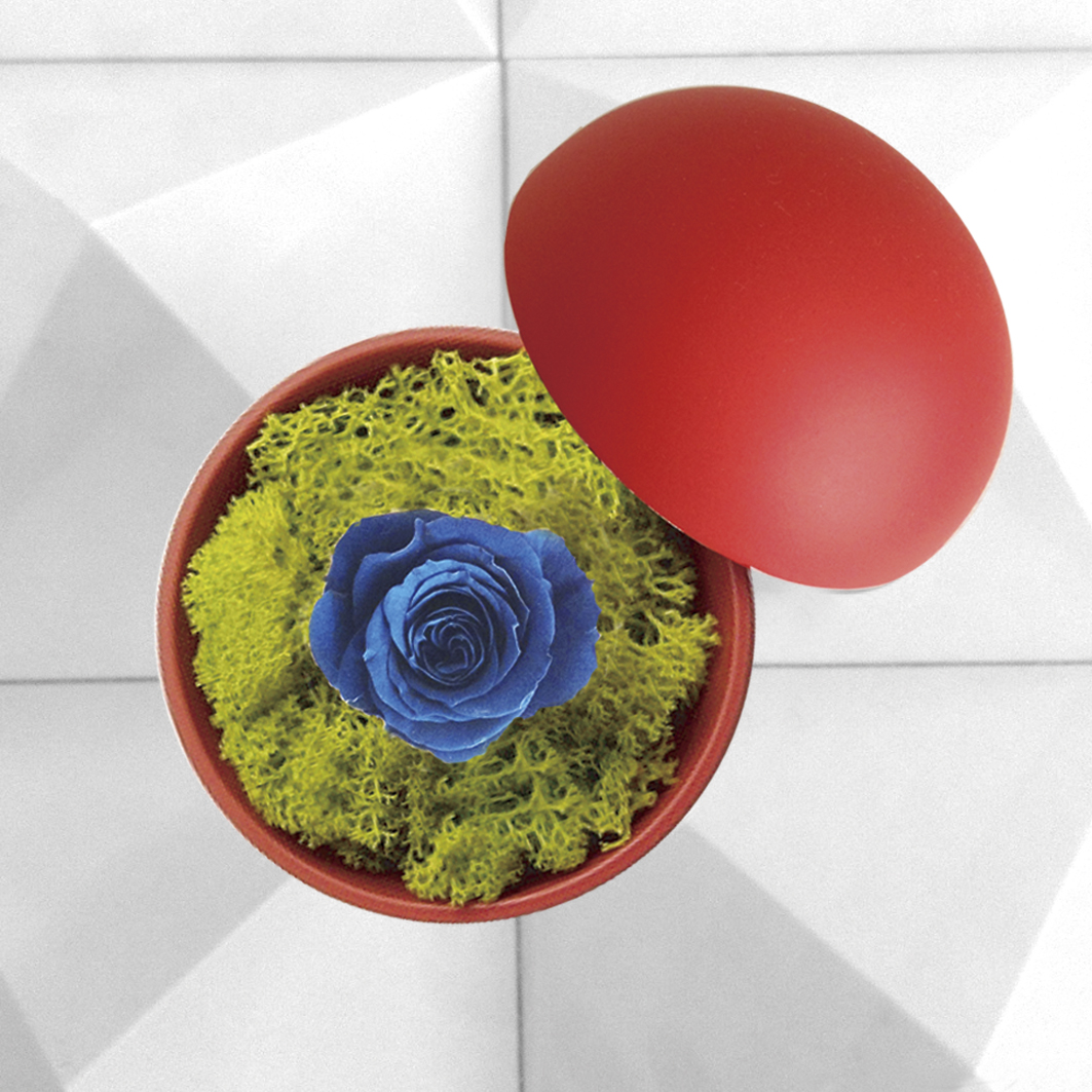 flower of love - globe "blue rose & green moss"