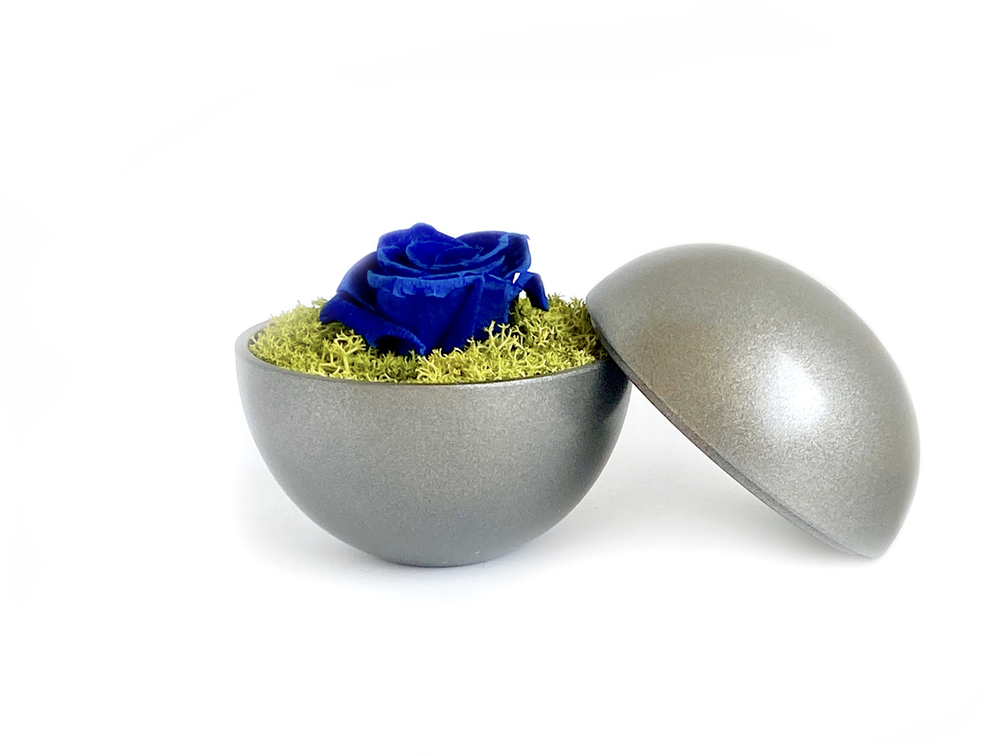 flower of love - globe "blue rose & green moss"